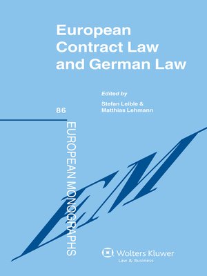 cover image of European Contract Law and German Law